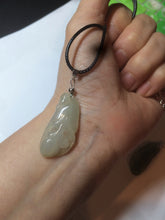 Load image into Gallery viewer, 100% natural icy watery white/dark green Magnolia flower jadeite jade pendant AF86
