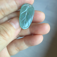 Load image into Gallery viewer, 100% natural type A icy watery light green gray Guatemala jadeite leaf pendant PD7

