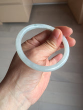 Load image into Gallery viewer, 55mm Certified Type A 100% Natural icy watery green white slim round cut Jadeite bangle PF66-04445
