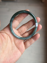 Load image into Gallery viewer, 55.7mm Type A 100% Natural dark green/blue/gray/black Guatemala slim round cut Jadeite bangle PJ107-5617
