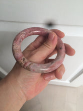 Load image into Gallery viewer, 56mm 100% natural chubby pink rose stone (Rhodonite) round cut bangle XY70
