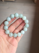 Load image into Gallery viewer, 12mm size 50-54mm 100% natural type A light green white jadeite jade beads bracelet AZ191
