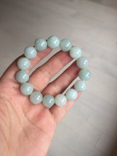 Load image into Gallery viewer, 12mm size 50-54mm 100% natural type A light green white jadeite jade beads bracelet AZ191
