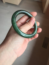 Load image into Gallery viewer, 55mm Certified 100% Natural Deep Pine Green/Black "Serene Ember Forest" Nephrite (red-skin nephrite 红皮碧玉)  Bangle HT168-16-3854
