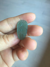 Load image into Gallery viewer, 100% natural type A icy watery light green gray Guatemala jadeite leaf pendant PD7
