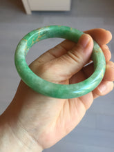 Load image into Gallery viewer, 58mm certified 100% natural Type A sunny green carved and golden-painted jadeite jade bangle BH135-(9896)
