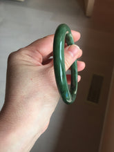 Load image into Gallery viewer, 57.4mm Certified 100% Natural Deep Pine Green/Black "Serene Forest" Nephrite Bangle HT168-15-3868
