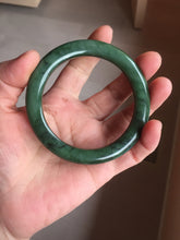 Load image into Gallery viewer, 57.4mm Certified 100% Natural Deep Pine Green/Black "Serene Forest" Nephrite Bangle HT168-15-3868

