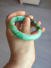 Load image into Gallery viewer, 54.8mm certified 100% natural Type A sunny green carved and golden-painted jadeite jade bangle BH134-4662
