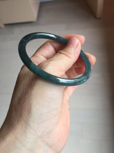 Load image into Gallery viewer, 56.2mm Certified Type A 100% Natura dark blue/green/gray/black Guatemala slim round cut Jadeite bangle PJ106-2076
