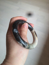 Load image into Gallery viewer, 53.4mm 100% natural chubby pink/black/brown rose stone (Rhodonite) round cut bangle XY69
