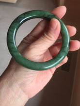 Load image into Gallery viewer, 57.4mm Certified 100% Natural Deep Pine Green/Black "Serene Forest" Nephrite Bangle HT168-15-3868
