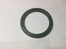 Load image into Gallery viewer, 56mm Certified 100% natural Type A oily dark green/ gray (老油青) round cut jadeite jade bangle PD115
