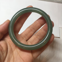 Load image into Gallery viewer, 56mm Certified 100% natural Type A oily dark green/ gray (老油青) round cut jadeite jade bangle PD115
