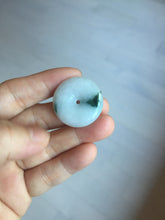 Load image into Gallery viewer, 26.9mm Type A 100% Natural white with green floating flowers Jadeite Safety Guardian Button donuts pendant PD11
