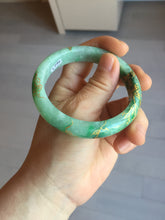 Load image into Gallery viewer, 54.8mm certified 100% natural Type A sunny green carved and golden-painted jadeite jade bangle BH134-4662
