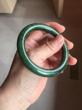 Load image into Gallery viewer, 54.8mm Certified 100% Natural Deep Pine Green/Black "Serene Ember Forest" Nephrite (red-skin nephrite 红皮碧玉)  Bangle HT168-12-6184
