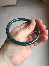 Load image into Gallery viewer, 61.4mm Certified Type A 100% Natura dark blue/green/gray/black Guatemala slim round cut Jadeite bangle PJ105
