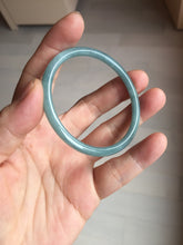Load image into Gallery viewer, 51.5mm Certified Type A 100% Natural Light Blue Green Gray Ru Kiln Sky Celadon Blue (汝窑天青蓝) Guatemala Jadeite Jade Slim Round Bangle PJ104-7377
