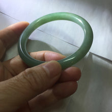 Load image into Gallery viewer, 56mm Certified 100% natural Type A oily dark green/ gray (老油青) round cut jadeite jade bangle PD115
