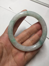 Load image into Gallery viewer, 55mm Certified type A 100% Natural sunny green/white round cut Jadeite bangle BN76
