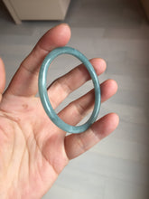 Load image into Gallery viewer, 51.5mm Certified Type A 100% Natural Light Blue Green Gray Ru Kiln Sky Celadon Blue (汝窑天青蓝) Guatemala Jadeite Jade Slim Round Bangle PJ104-7377
