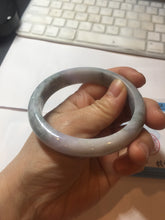 Load image into Gallery viewer, 58.5mm certified 100% natural Type A light green/purple white Snowy Pine Forest jadeite jade bangle J125-3067
