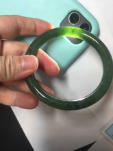 Load image into Gallery viewer, 61.5mm certified 100% Natural dark green black (碧玉) round cut nephrite Jade bangle HT105-1579
