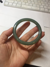 Load image into Gallery viewer, 56mm Certified 100% natural Type A oily dark green/ gray (老油青) round cut jadeite jade bangle PD115
