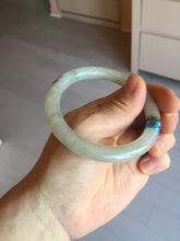 Load image into Gallery viewer, 54.2mm certified 100% natural type A certified light green with floating seaweed round cut jadeite jade bangle BM62-6610
