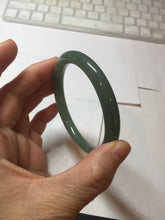 Load image into Gallery viewer, 56mm Certified 100% natural Type A oily dark green/ gray (老油青) round cut jadeite jade bangle PD115
