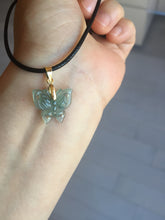 Load image into Gallery viewer, Type A 100% Natural icy watery light Green blue Guatemala Jadeite Jade butterfly Pendant BH119
