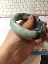 Load image into Gallery viewer, 59mm certified Type A 100% Natural dark green white broad Jadeite Jade bangle PE100-6230

