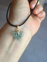 Load image into Gallery viewer, Type A 100% Natural icy watery light Green blue Guatemala Jadeite Jade butterfly Pendant BH119

