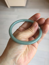 Load image into Gallery viewer, 59mm Certified Type A 100% Natural Light Blue Green Gray Ru Kiln Sky Celadon Blue (汝窑天青蓝) Guatemala Jadeite Jade Slim Round Bangle BS160-8651
