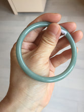 Load image into Gallery viewer, 59mm Certified Type A 100% Natural Light Blue Green Gray Ru Kiln Sky Celadon Blue (汝窑天青蓝) Guatemala Jadeite Jade Slim Round Bangle BS160-8651
