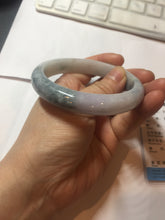 Load image into Gallery viewer, 58.4mm certified 100% natural Type A light green/purple white Snowy Pine Forest jadeite jade bangle J126-3074
