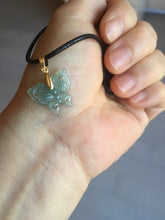 Load image into Gallery viewer, Type A 100% Natural icy watery light Green blue Guatemala Jadeite Jade butterfly Pendant BH119
