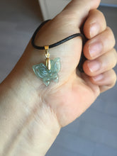 Load image into Gallery viewer, Type A 100% Natural icy watery light Green blue Guatemala Jadeite Jade butterfly Pendant BH119
