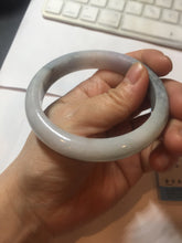 Load image into Gallery viewer, 58.4mm certified 100% natural Type A light green/purple white Snowy Pine Forest jadeite jade bangle J126-3074
