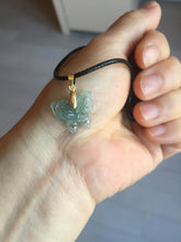Load image into Gallery viewer, Type A 100% Natural icy watery light Green blue Guatemala Jadeite Jade butterfly Pendant BH119
