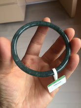 Load image into Gallery viewer, 58.8mm Certified Type A 100% Natural dark green/blue/gray with flying snow Guatemala slim round cut Jadeite bangle PA152-8823
