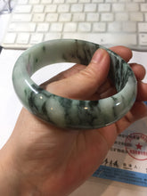 Load image into Gallery viewer, 59mm certified Type A 100% Natural dark green white broad Jadeite Jade bangle PE100-6230

