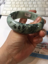 Load image into Gallery viewer, 59mm certified Type A 100% Natural dark green white broad Jadeite Jade bangle PE100-6230
