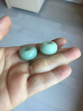 Load image into Gallery viewer, 20mm Type A 100% Natural Sunny green/white Jadeite Jade Safety Guardian Button donuts Pendant group PD10
