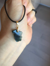 Load image into Gallery viewer, Type A 100% Natural Dark Green Black Guatemala Jadeite Jade Cute Baby Bear with Heart Balloon Pendant BH118
