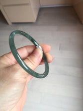 Load image into Gallery viewer, 54.8mm Certified Type A 100% Natural dark green/blue/gray with Guatemala slim round cut Jadeite bangle PJ103-5627
