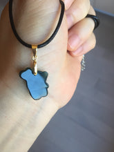 Load image into Gallery viewer, Type A 100% Natural Dark Green Black Guatemala Jadeite Jade Cute Baby Bear with Heart Balloon Pendant BH118
