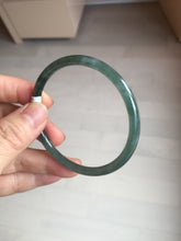 Load image into Gallery viewer, 54.8mm Certified Type A 100% Natural dark green/blue/gray with Guatemala slim round cut Jadeite bangle PJ103-5627
