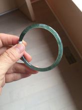 Load image into Gallery viewer, 54.8mm Certified Type A 100% Natural dark green/blue/gray with Guatemala slim round cut Jadeite bangle PJ103-5627
